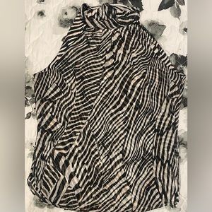 WHBM Top Size:14 Funky Zebra print high neck tie back